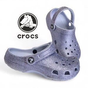 Crocs Girls Classic Light Purple Glitter 2 Clogs Litter Kids Size J1
